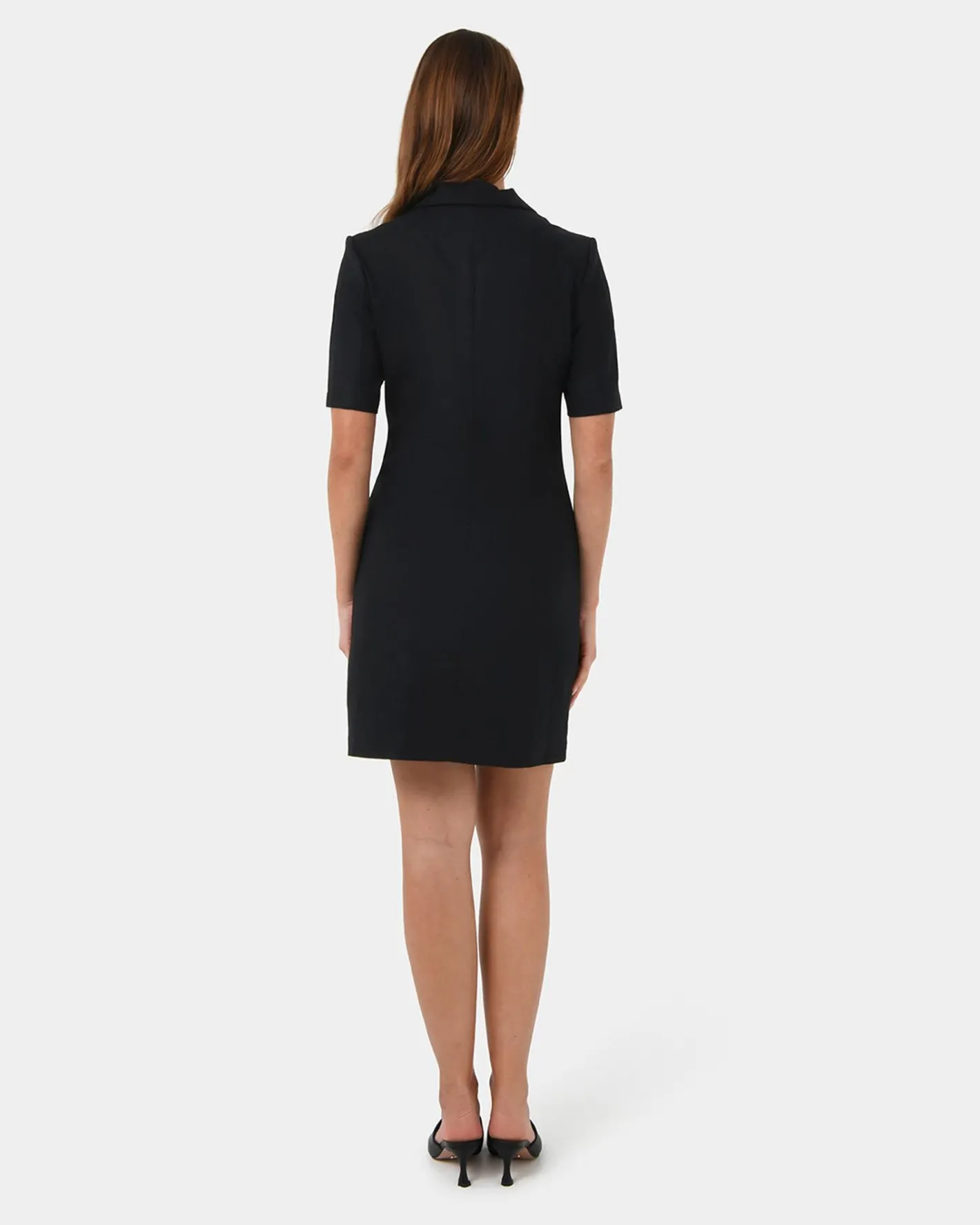 Forcast Nia Button Linen Dress Black Hot
