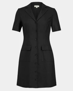Forcast Nia Button Linen Dress Black Hot