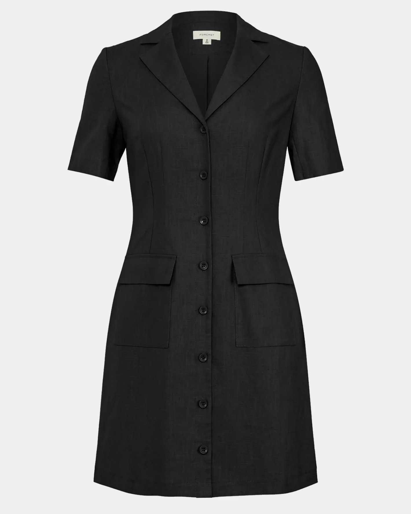 Forcast Nia Button Linen Dress Black Hot