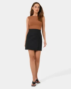 Forcast Nia Mini Linen Skirt Black Online