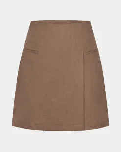 Forcast Nia Mini Linen Skirt Biscuit Outlet