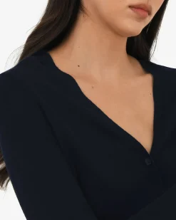 Forcast Nicolette V-neck Knit Cardigan Dark Navy Online