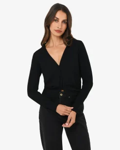 Forcast Nicolette V-neck Knit Cardigan Black Hot