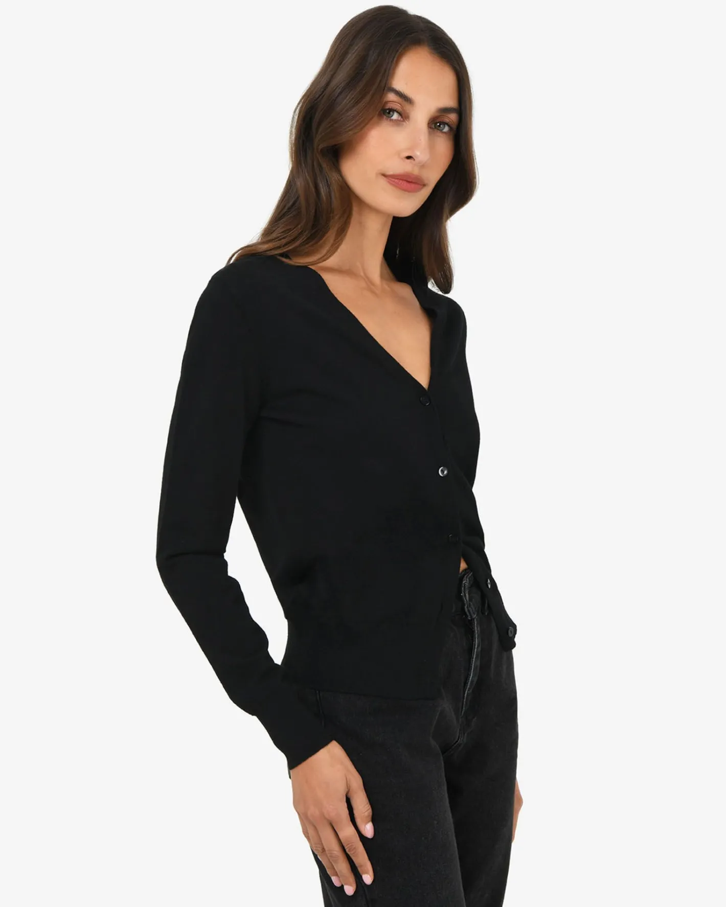 Forcast Nicolette V-neck Knit Cardigan Black Hot