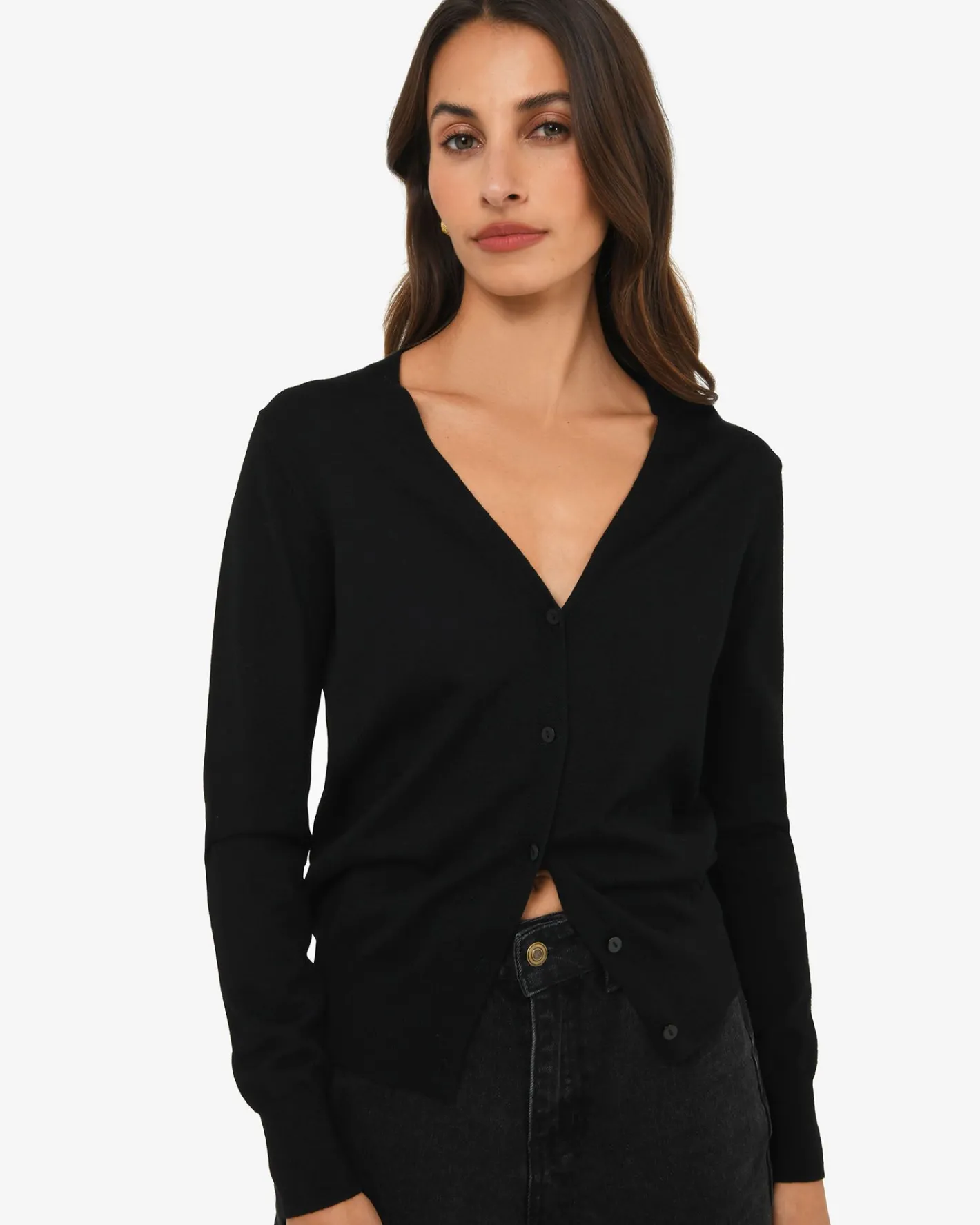 Forcast Nicolette V-neck Knit Cardigan Black Hot