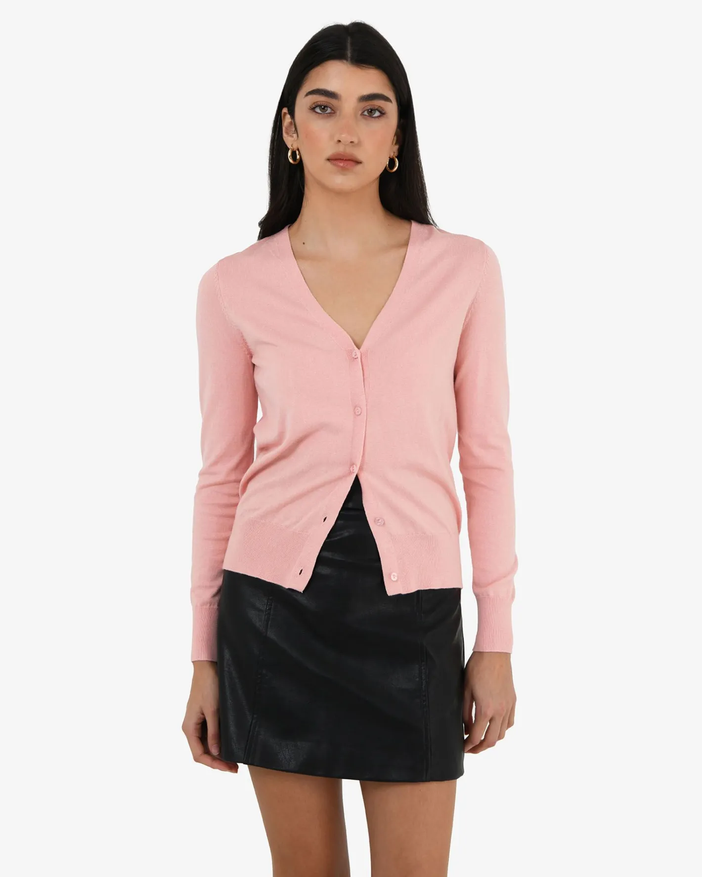 Forcast Nicolette V-neck Knit Cardigan Blush Pink Outlet