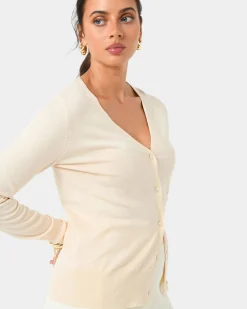 Forcast Nicolette V-neck Knit Cardigan Bone Online