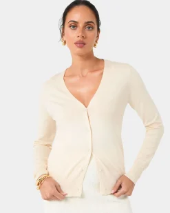 Forcast Nicolette V-neck Knit Cardigan Bone Online