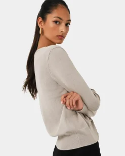 Forcast Nicolette V-neck Knit Cardigan Oatmeal