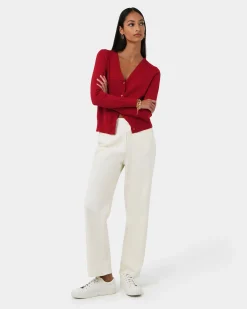 Forcast Nicolette V-neck Knit Cardigan Ruby Outlet