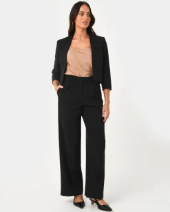 Forcast Nikki Collarless Crop Jacket Black