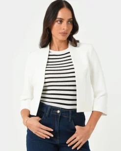 Forcast Nikki Collarless Crop Jacket Ivory Best