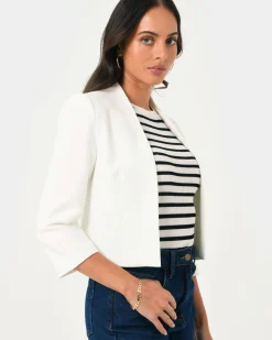 Forcast Nikki Collarless Crop Jacket Ivory Best