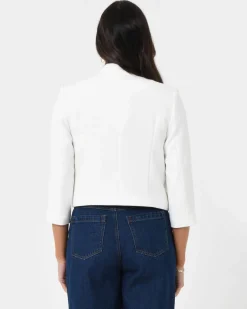 Forcast Nikki Collarless Crop Jacket Ivory Best
