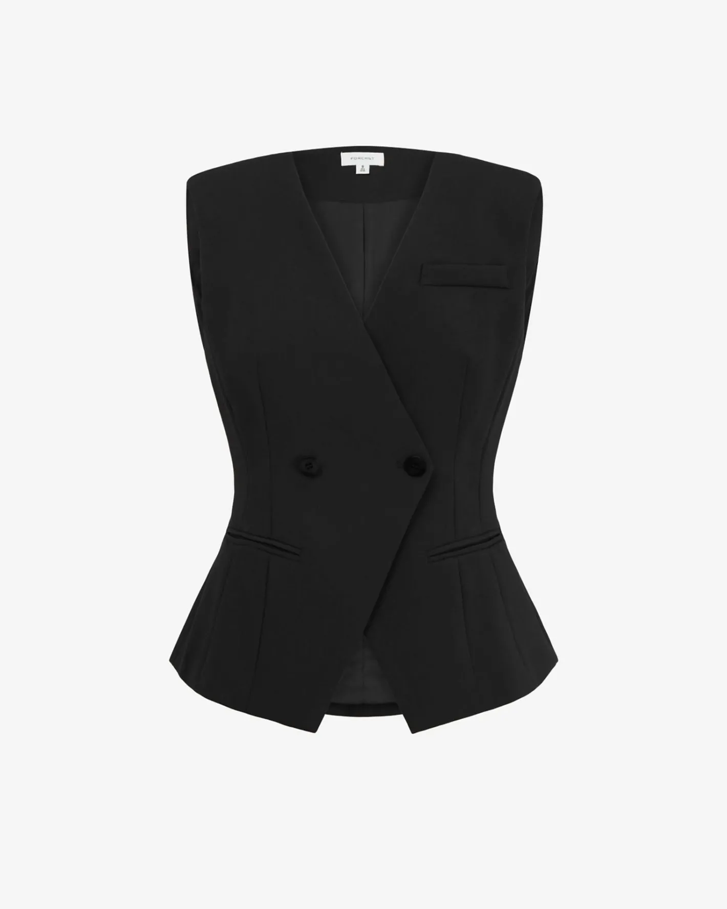 Forcast Nikki Collarless Vest Black New