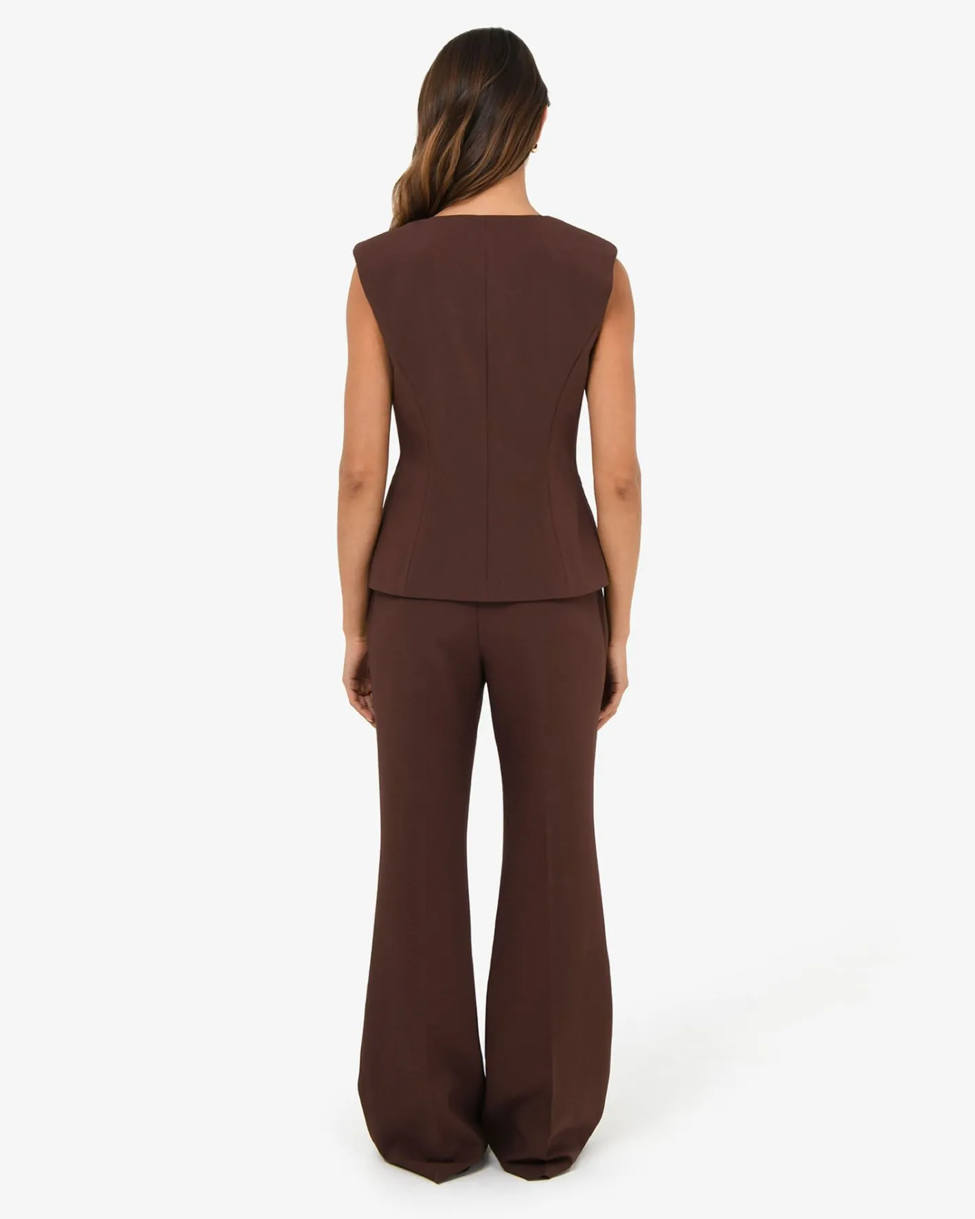 Forcast Nikki Collarless Vest Brown Sale
