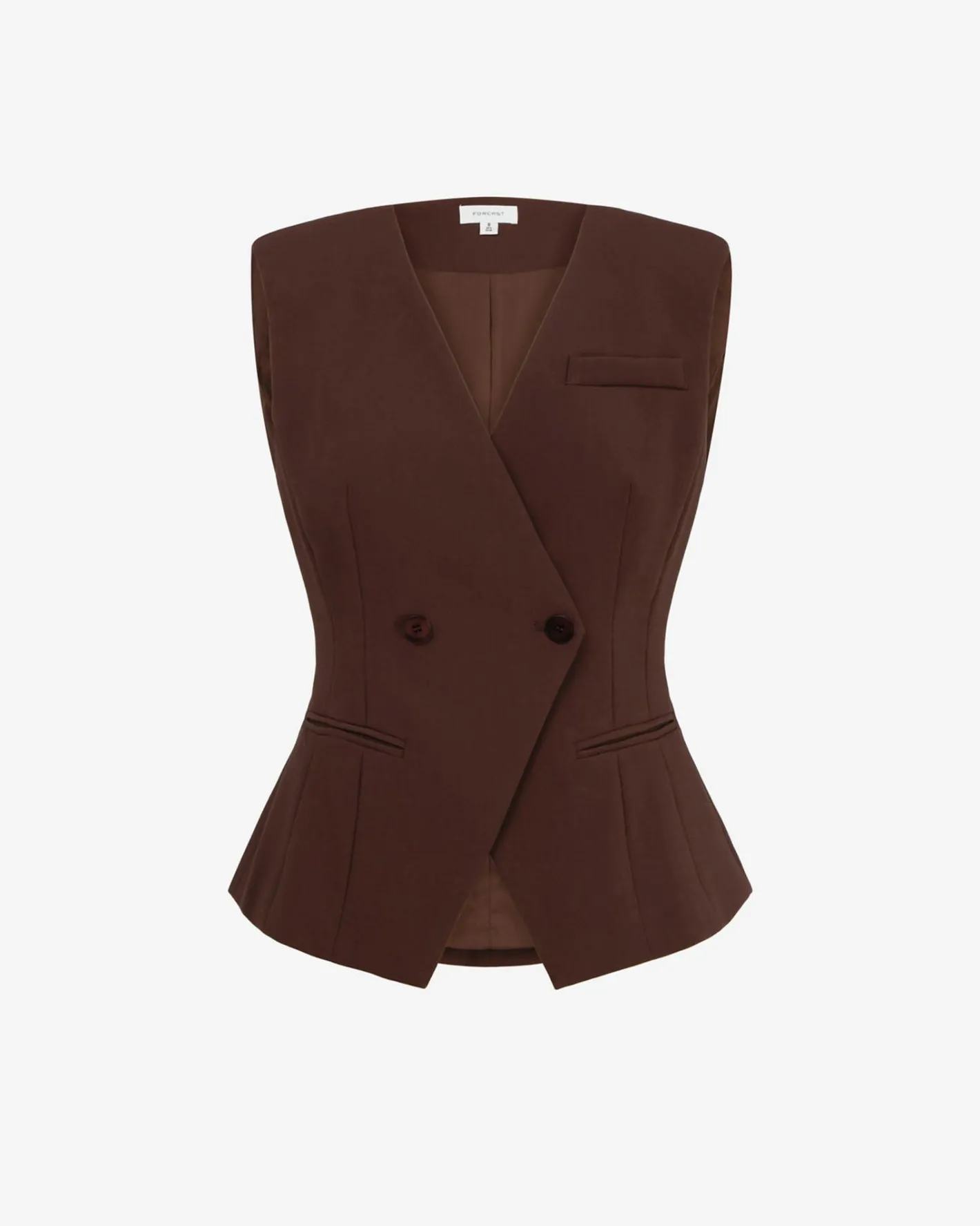 Forcast Nikki Collarless Vest Brown Sale