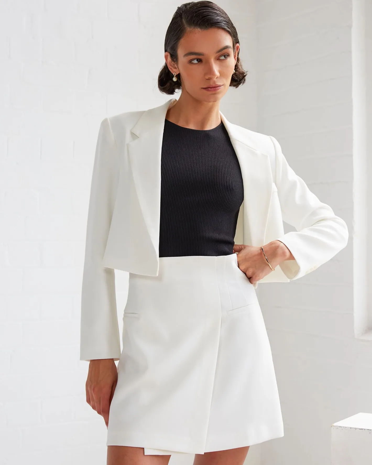 Forcast Nikki Cropped Blazer Ivory Online