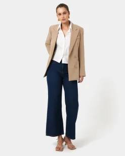 Forcast Nikki Double Breasted Blazer Warm Taupe Sale