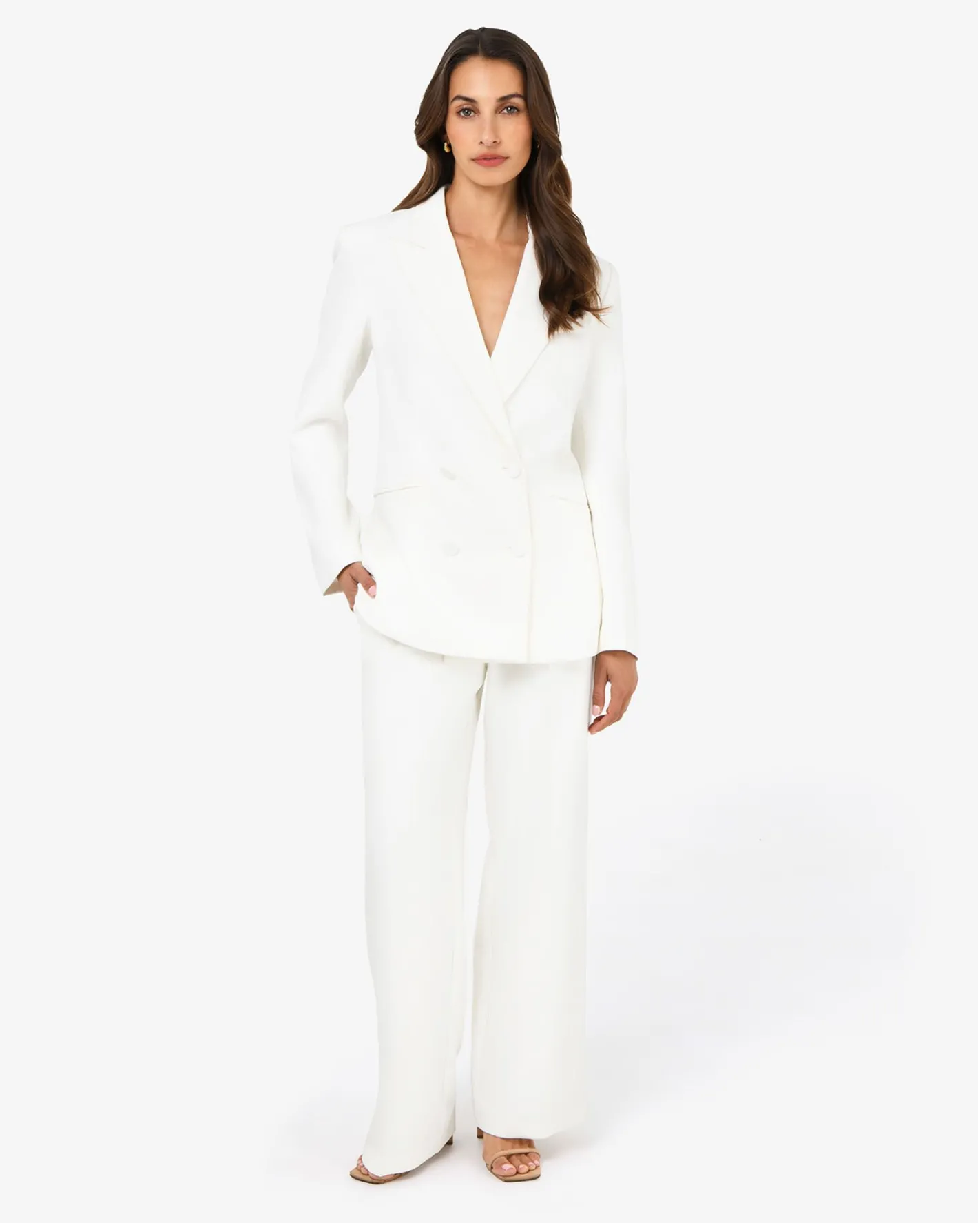 Forcast Nikki Double Breasted Blazer Ivory Outlet