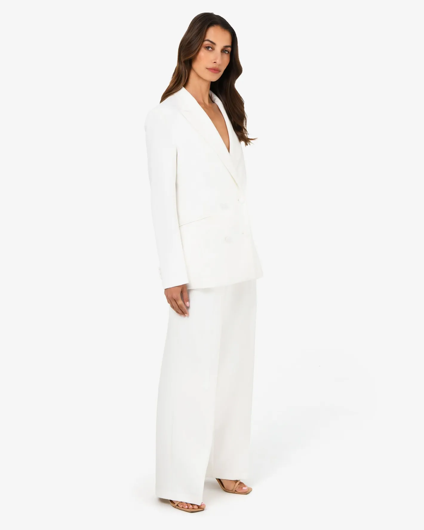 Forcast Nikki Double Breasted Blazer Ivory Outlet