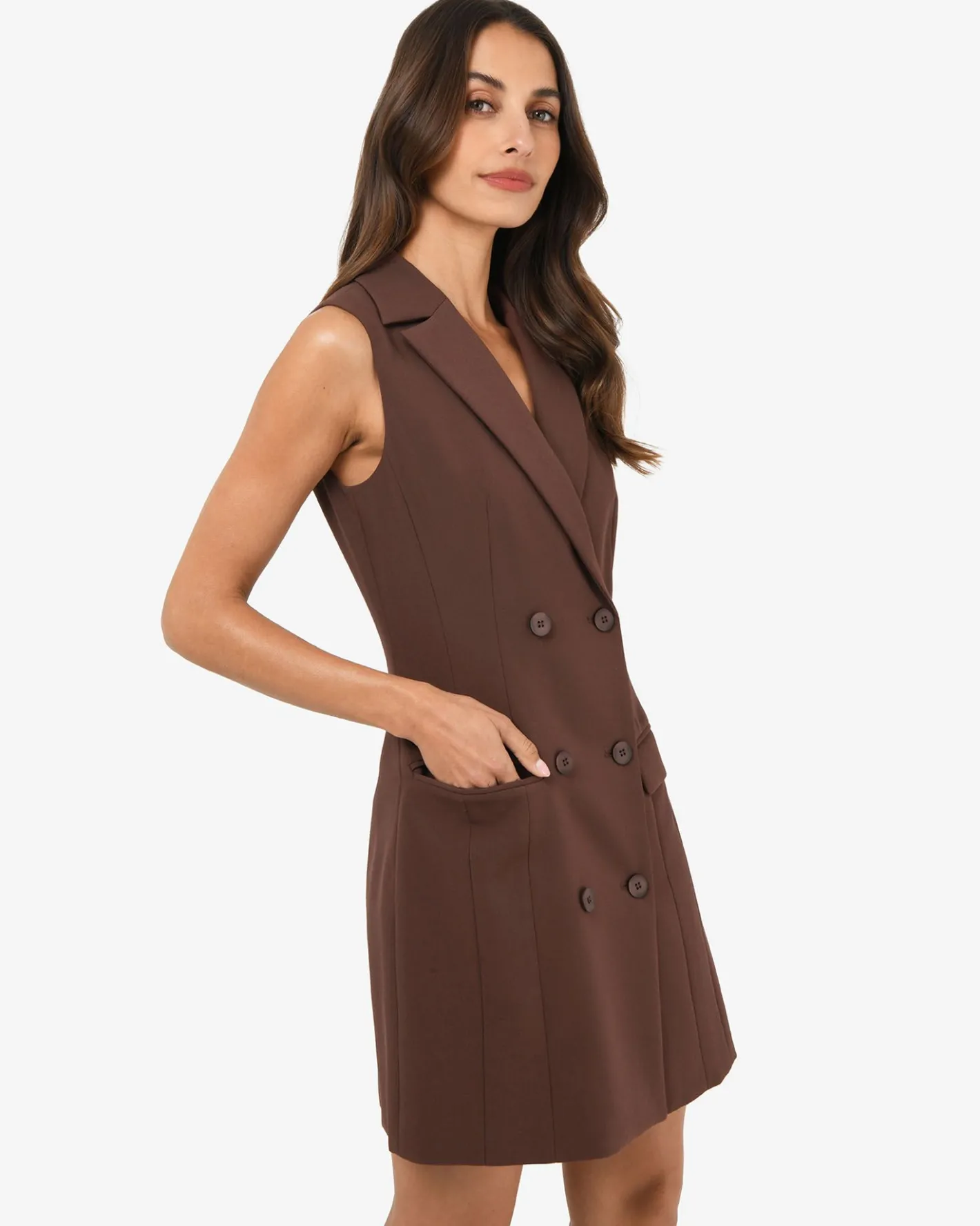 Forcast Nikki Double Breasted Dress Brown Clearance