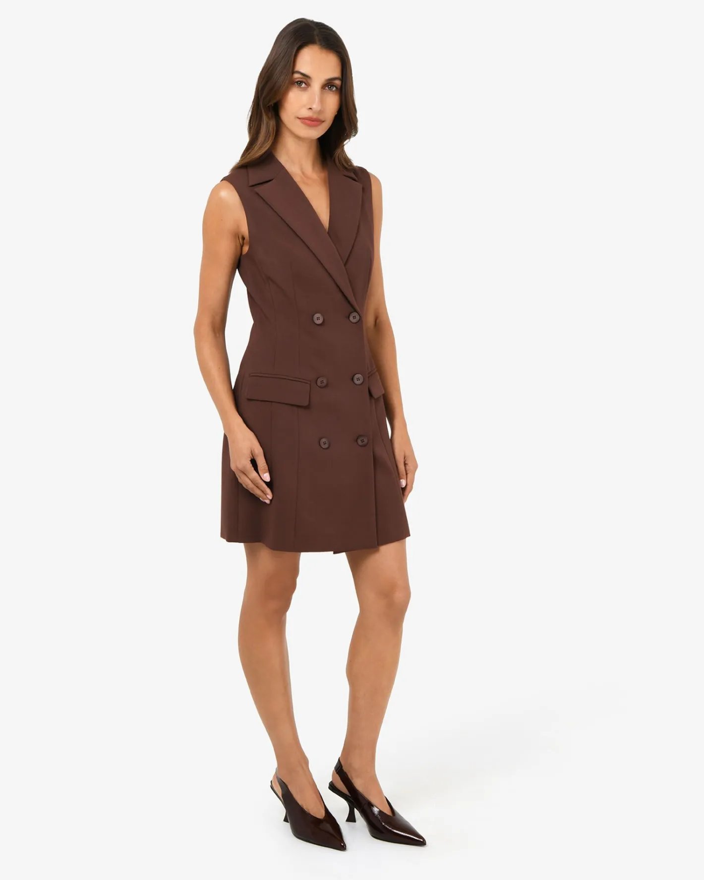 Forcast Nikki Double Breasted Dress Brown Clearance