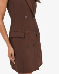 Forcast Nikki Double Breasted Dress Brown Clearance