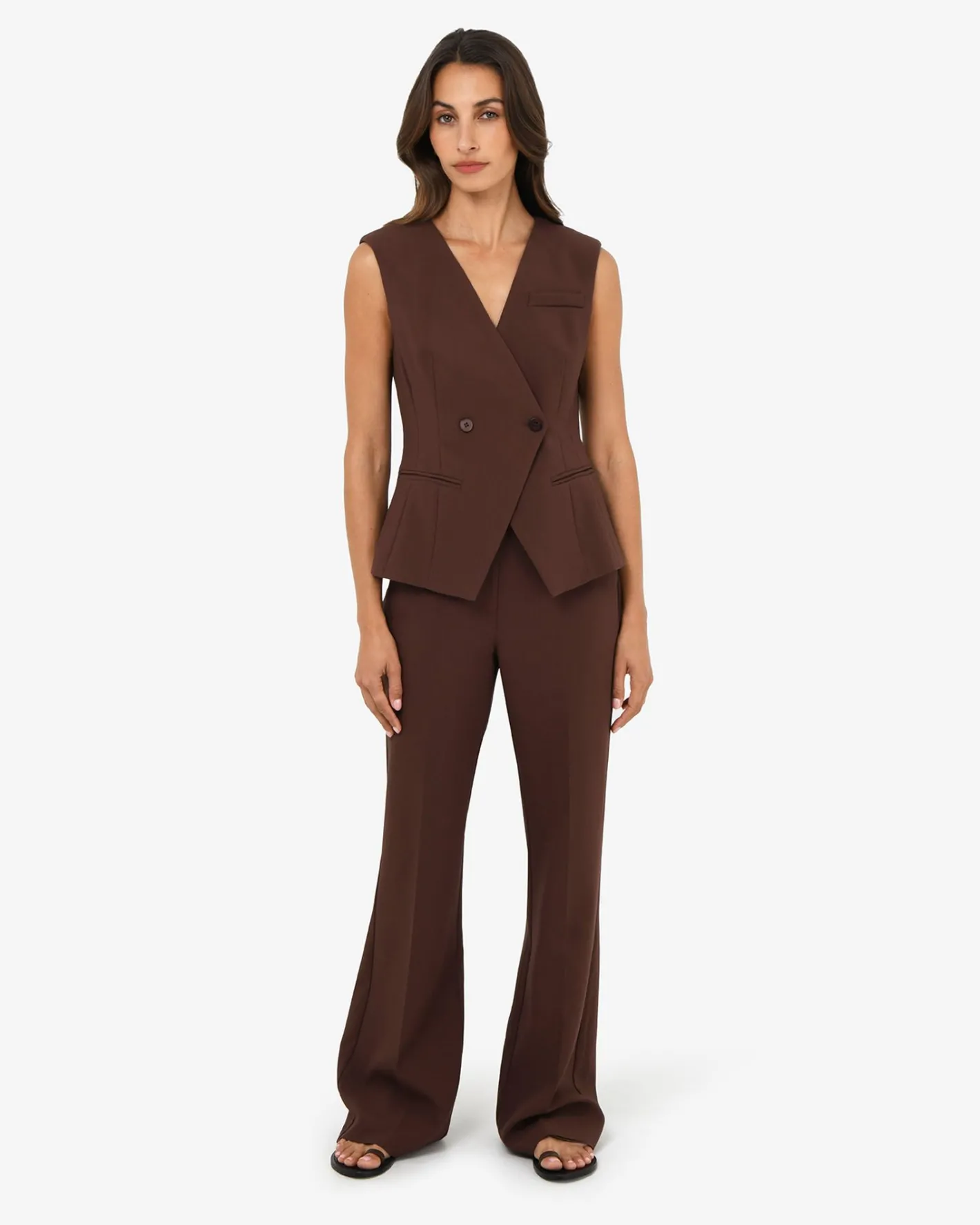 Forcast Nikki Flared Leg Pants Brown
