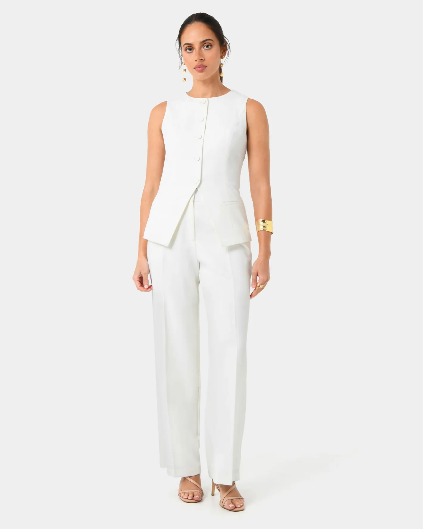 Forcast Nikki Longline Vest Ivory Outlet