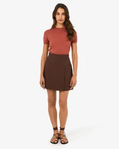 Forcast Nikki Mini Wrap Skirt Brown Discount