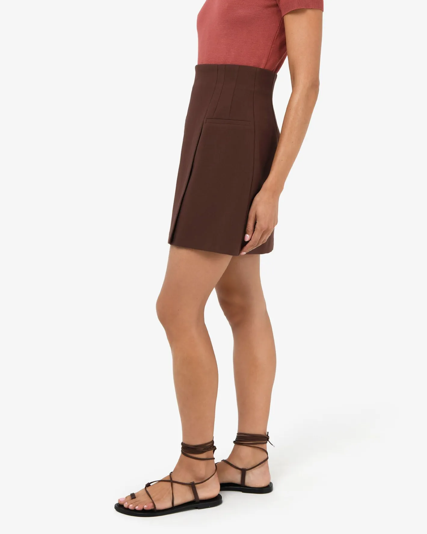 Forcast Nikki Mini Wrap Skirt Brown Discount