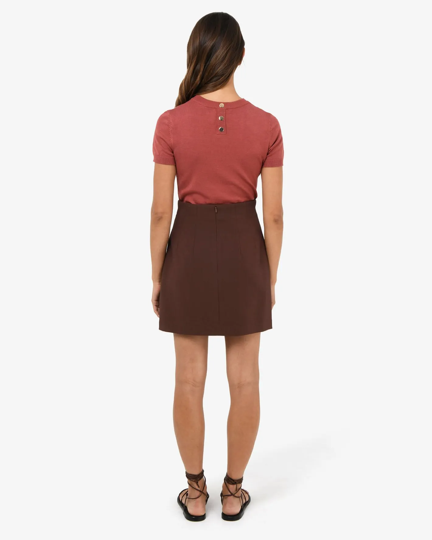 Forcast Nikki Mini Wrap Skirt Brown Discount