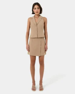 Forcast Nikki Mini Wrap Skirt Warm Taupe Best