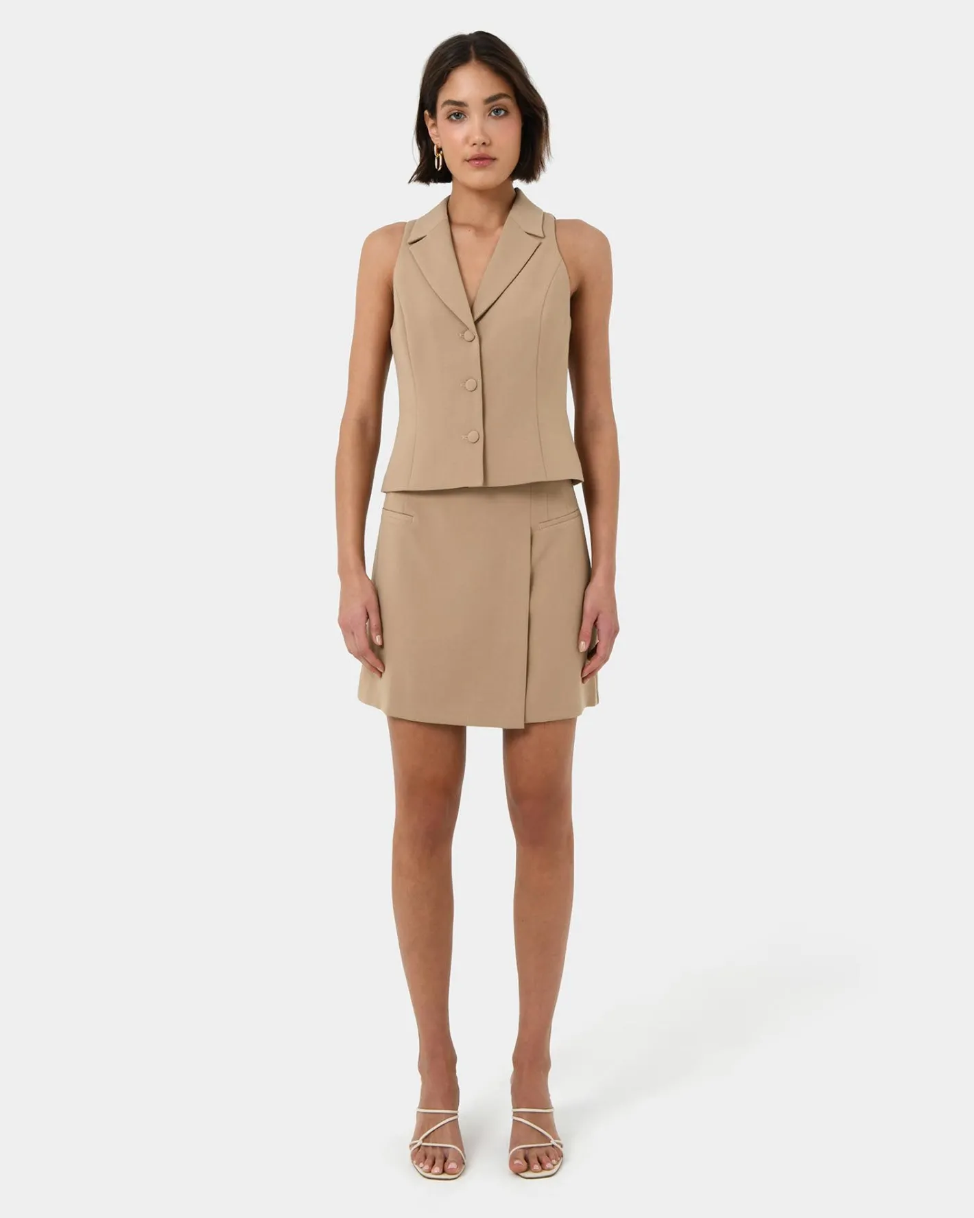 Forcast Nikki Mini Wrap Skirt Warm Taupe Best