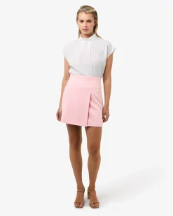 Forcast Nikki Mini Wrap Skirt Pink Clearance