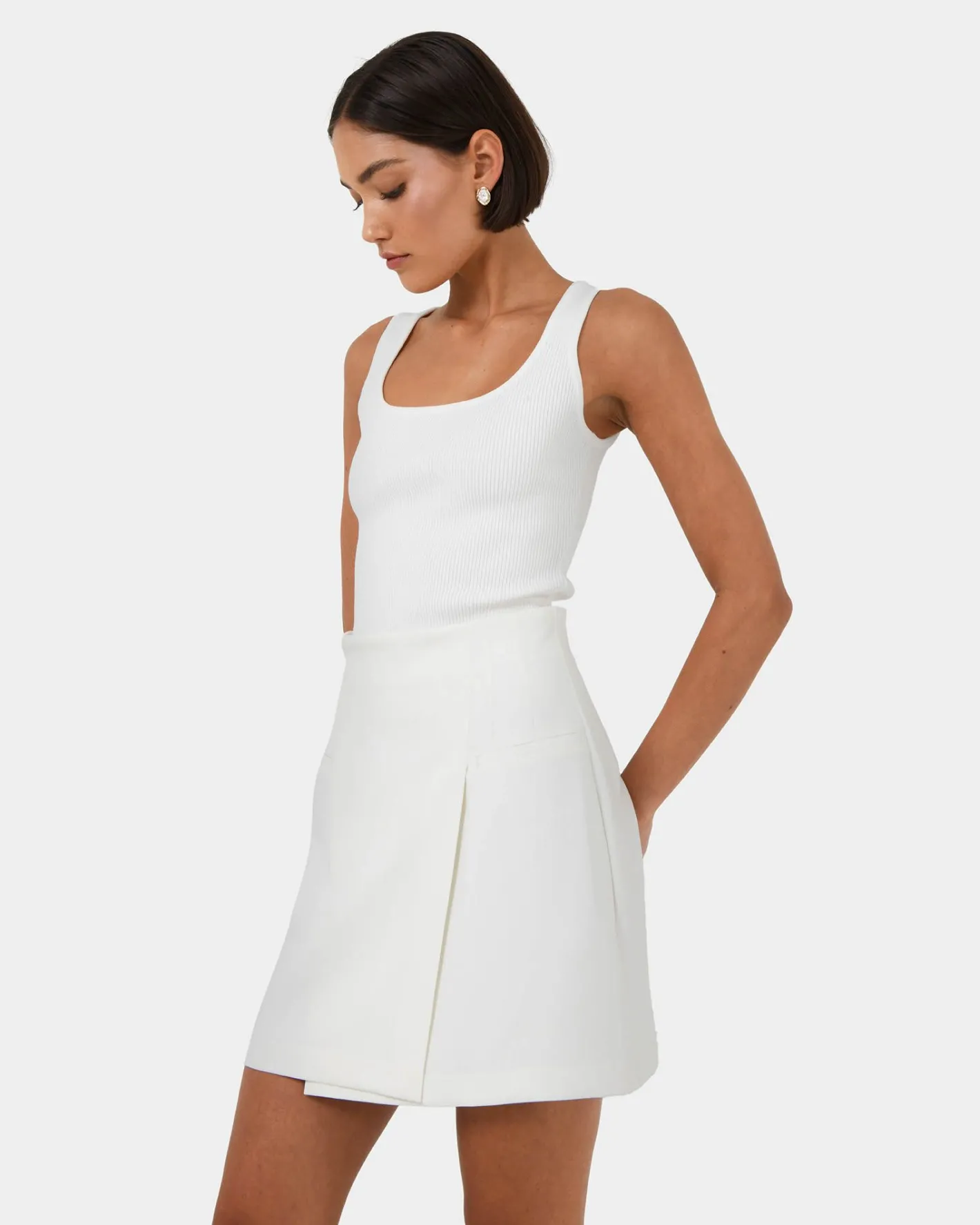 Forcast Nikki Mini Wrap Skirt Ivory