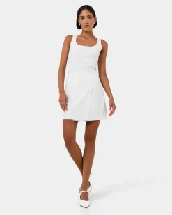 Forcast Nikki Mini Wrap Skirt Ivory