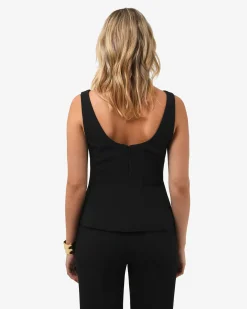 Forcast Nikki Peplum Top Black Discount