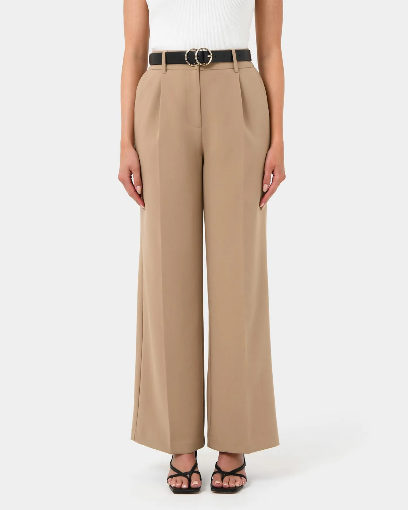 Forcast Nikki Tailored Elastic Pants Warm Taupe Clearance