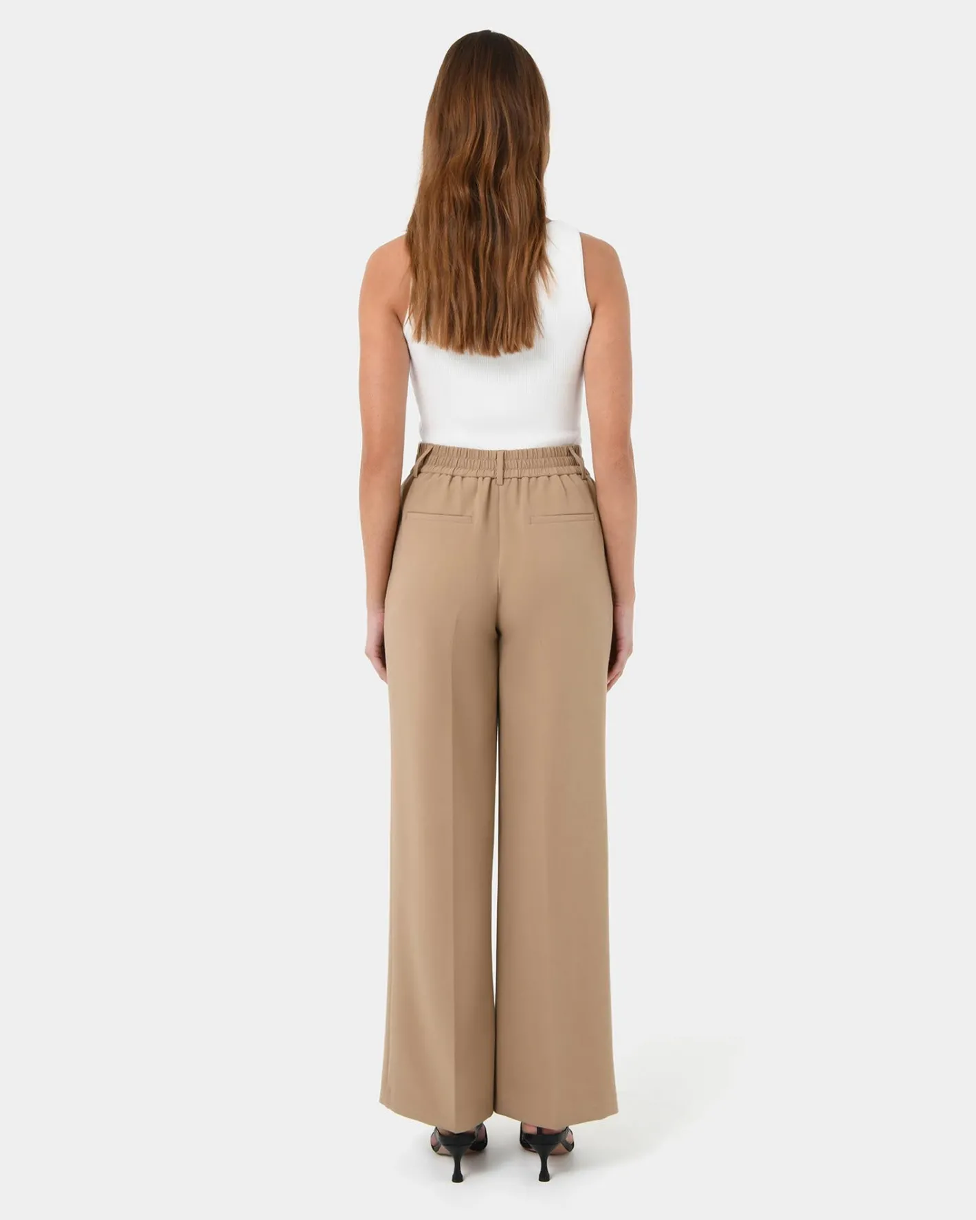 Forcast Nikki Tailored Elastic Pants Warm Taupe Clearance