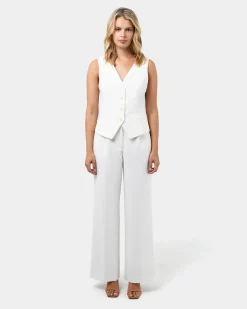 Forcast Nikki Tailored Elastic Pants Ivory New