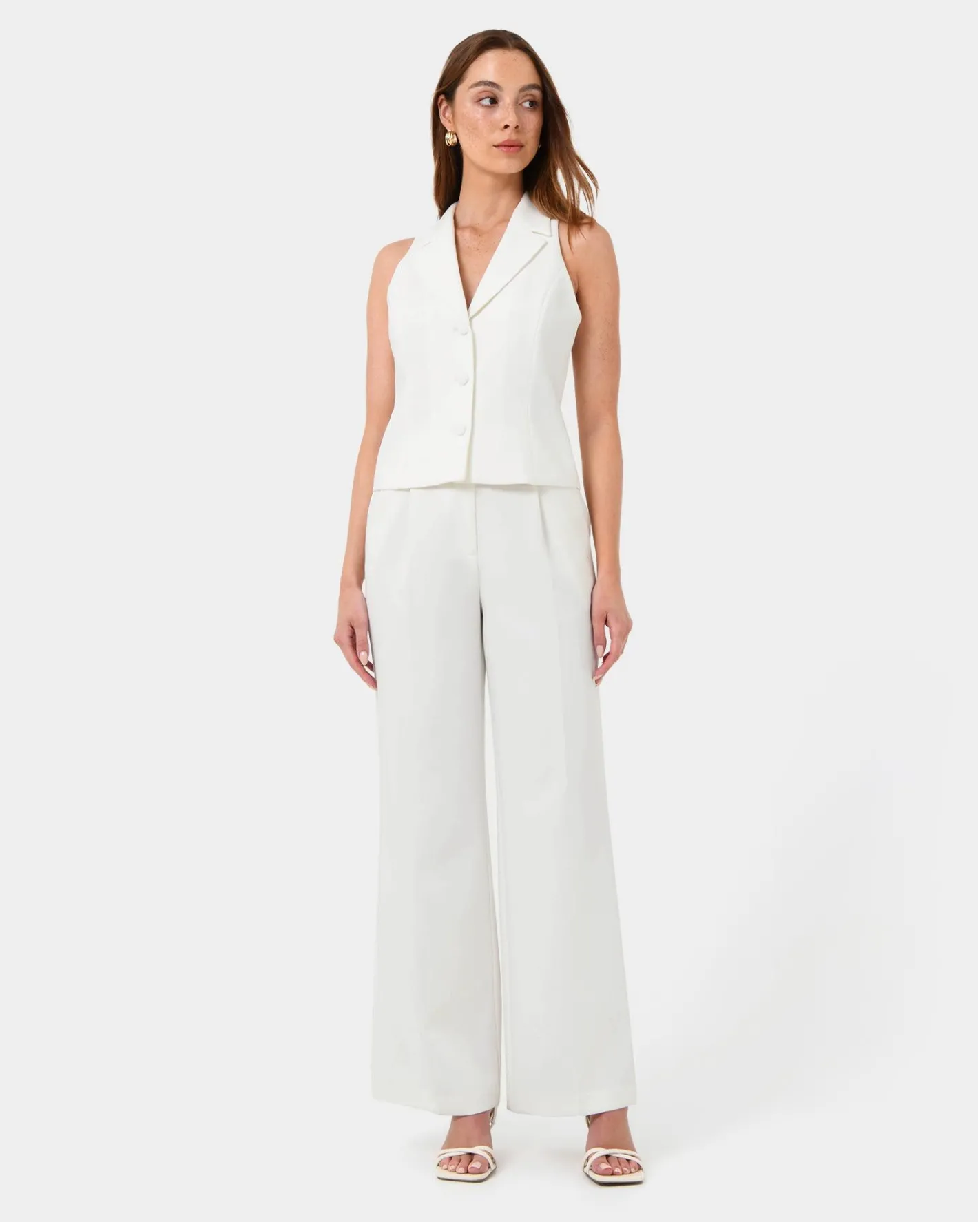 Forcast Nikki Tailored Vest Ivory New