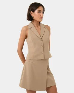 Forcast Nikki Tailored Vest Warm Taupe Sale