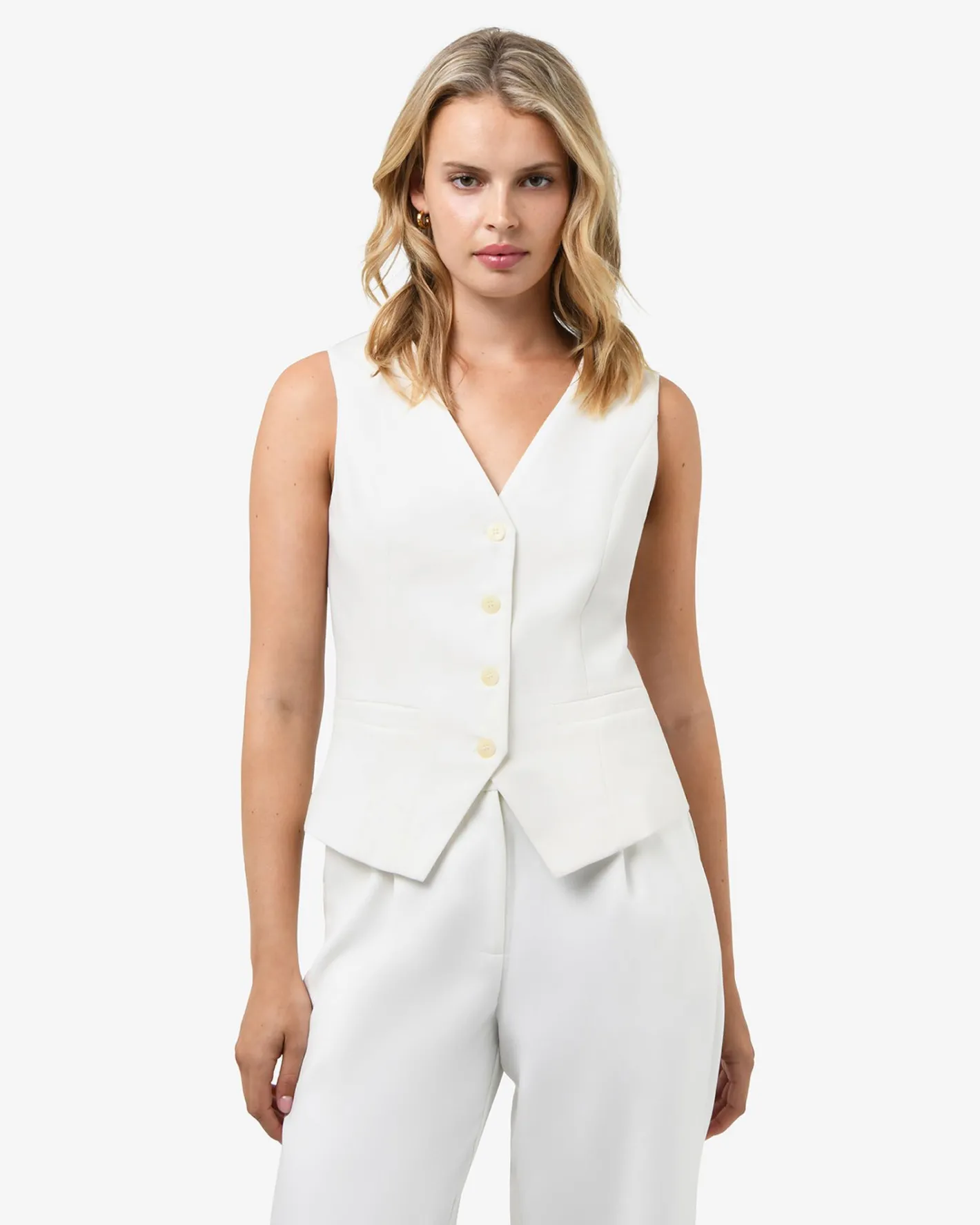 Forcast Nikki Tailored Waistcoat Ivory Clearance