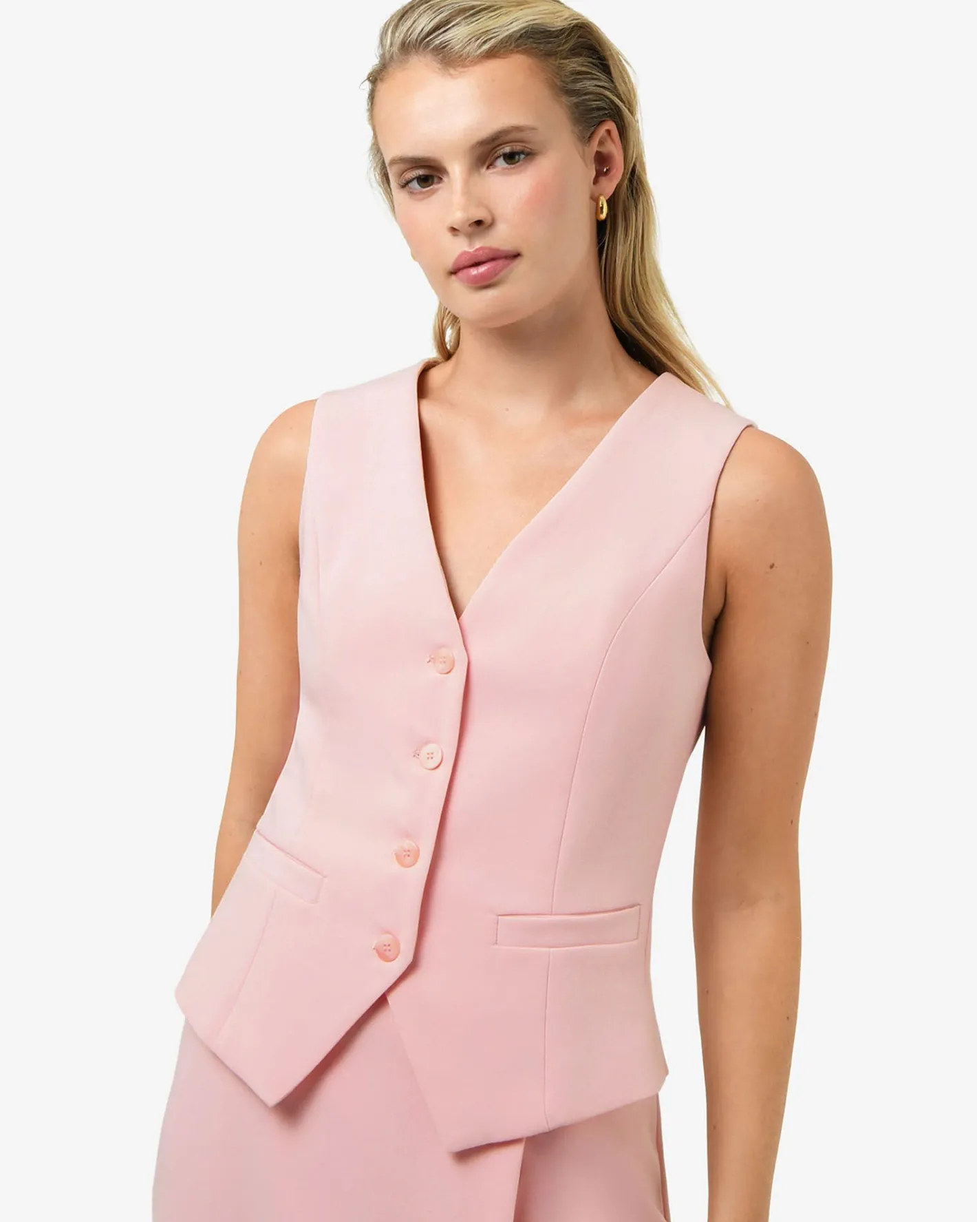 Forcast Nikki Tailored Waistcoat Pink Outlet