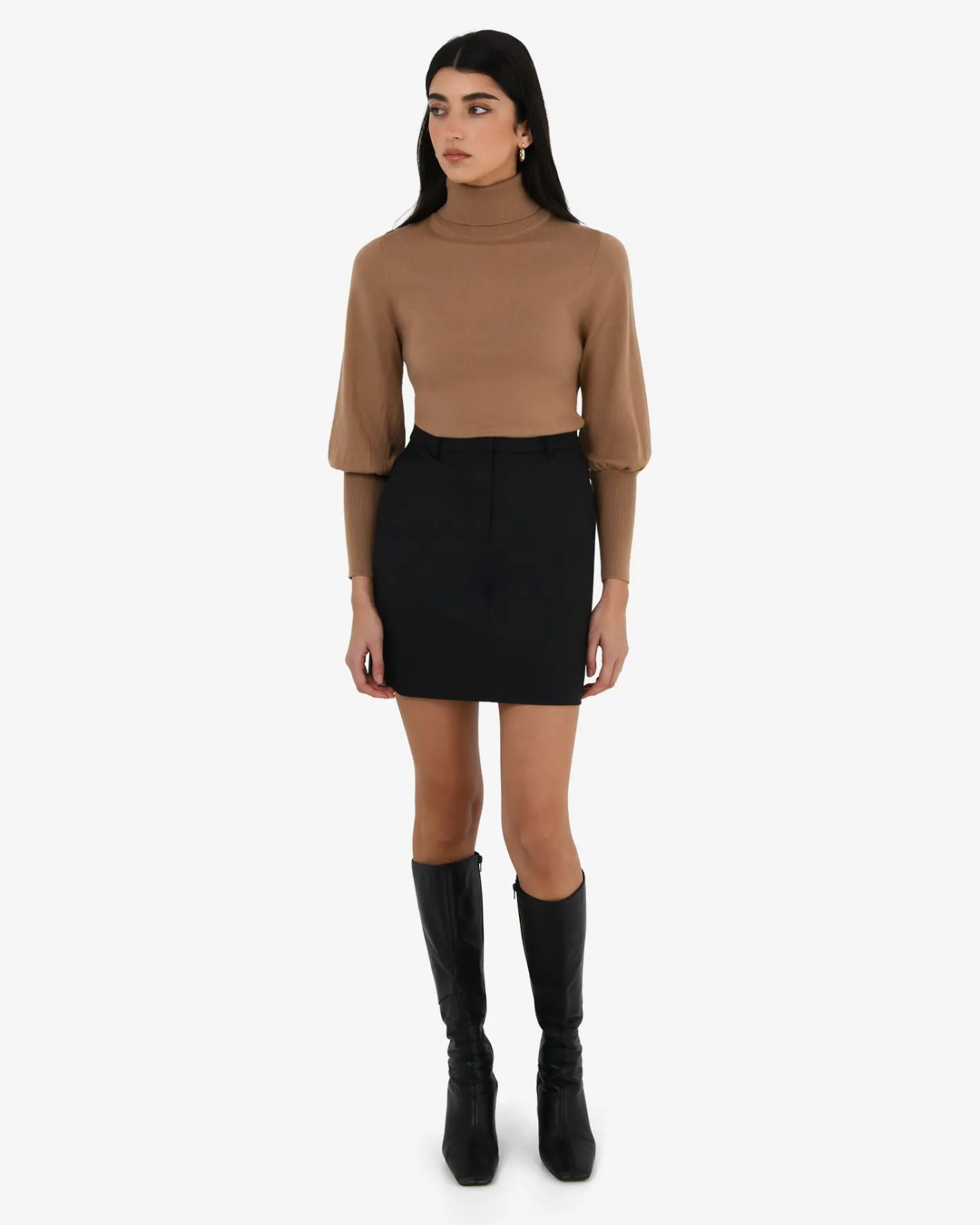 Forcast Nolan High Neck Knit Camel Discount