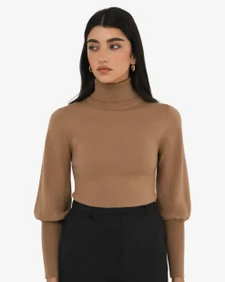 Forcast Nolan High Neck Knit Camel Discount