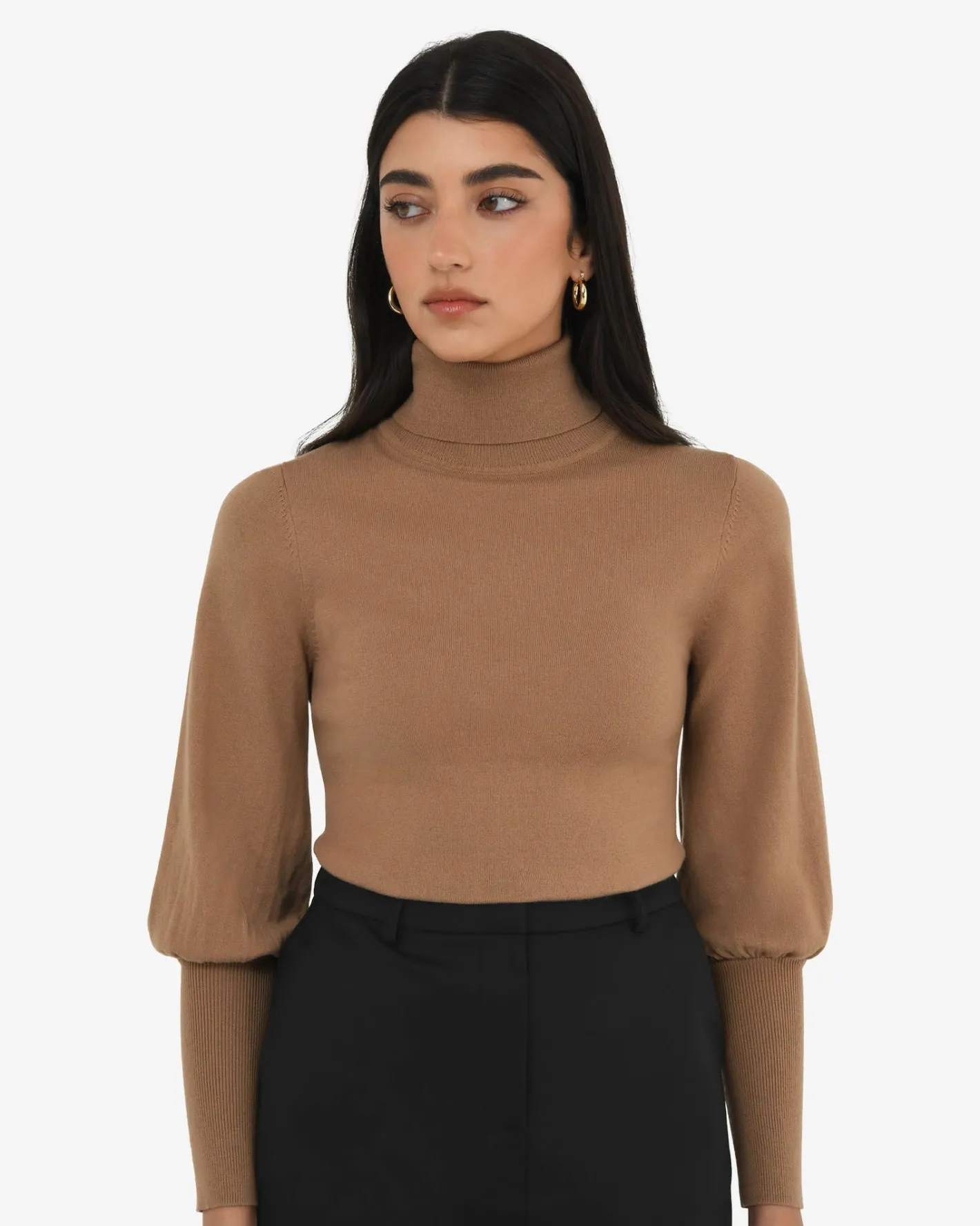 Forcast Nolan High Neck Knit Camel Discount