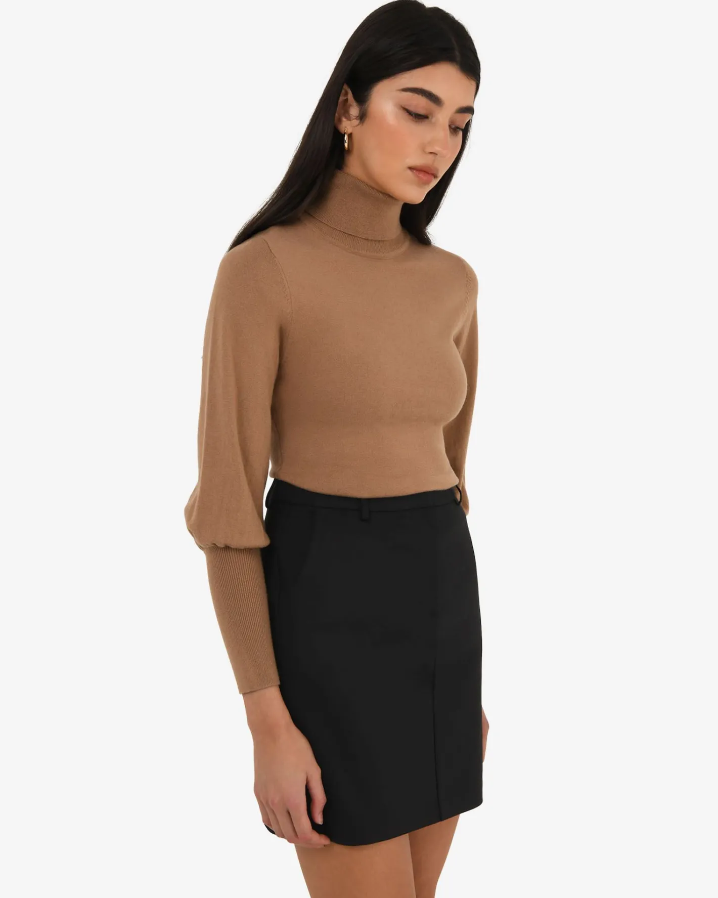 Forcast Nolan High Neck Knit Camel Discount